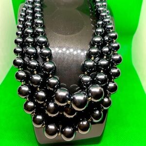 Blue & gold pearl necklace